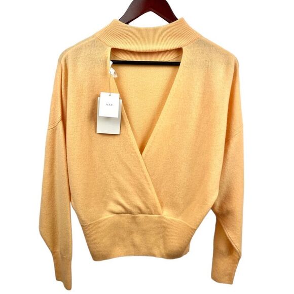 NEW A.L.C. Chiara Apricot Wool & Cashmere Mockneck Deep V Back Sweater US XS🎁 - Picture 9 of 11